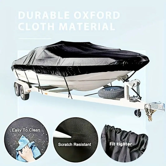 Trailerable Boat Cover – 600DHeavy Duty Waterproof Tarp with Storage Bag, Designed for V-Hull, Fish & Ski, Runabout, Bass & Fishing Boats,17-20FTSilver - Image 5