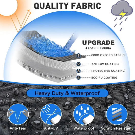 Trailerable Boat Cover – 600DHeavy Duty Waterproof Tarp with Storage Bag, Designed for V-Hull, Fish & Ski, Runabout, Bass & Fishing Boats,21-24FTBlack - Image 2