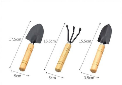 3-Piece Mini Garden Tool Set – Wooden Handle Trowel, Transplanter & Cultivator for Indoor Plants, Potted Succulents & Outdoor Gardening - Image 5