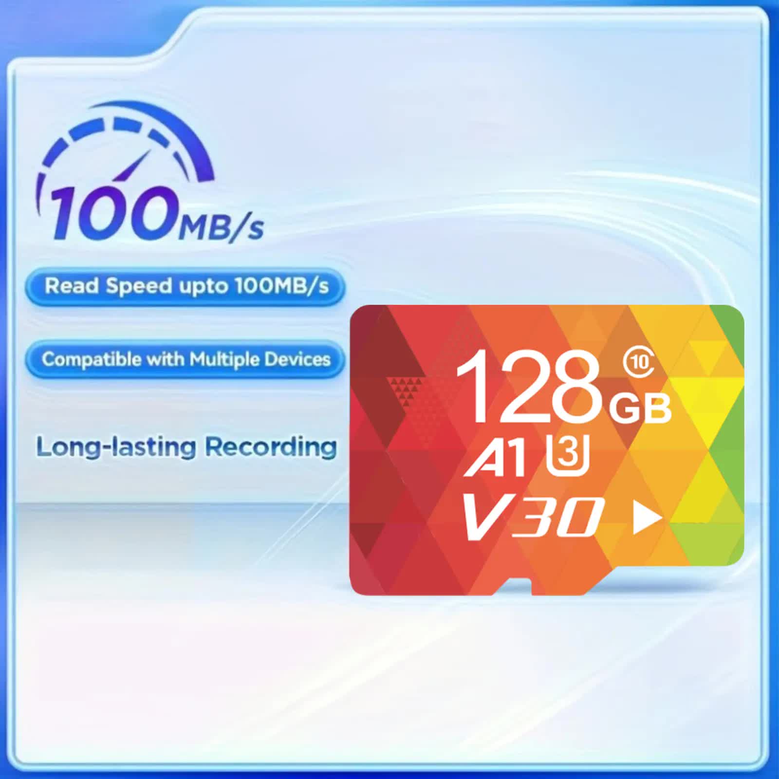 1PCS 128G Memory Cards, U3 A1 Class 10, Up To 100MB/s, Micro SD TF For Security Monitor/Full HD Video Recording/Tablet/Phone/ Surveillance Camera/Dash Camera/Car Speaker/Game Console - Image 5