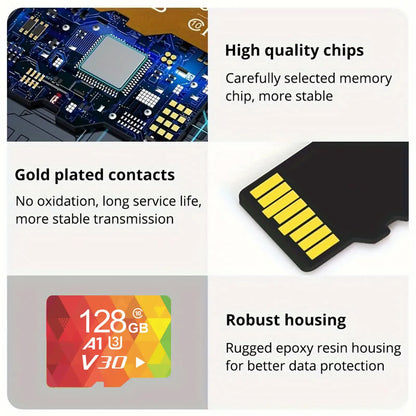 2PCS 128G Memory Cards, U3 A1 Class 10, Up To 100MB/s, Micro SD TF For Security Monitor/Full HD Video Recording/Tablet/Phone/ Surveillance Camera/Dash Camera/Car Speaker/Game Console - Image 5