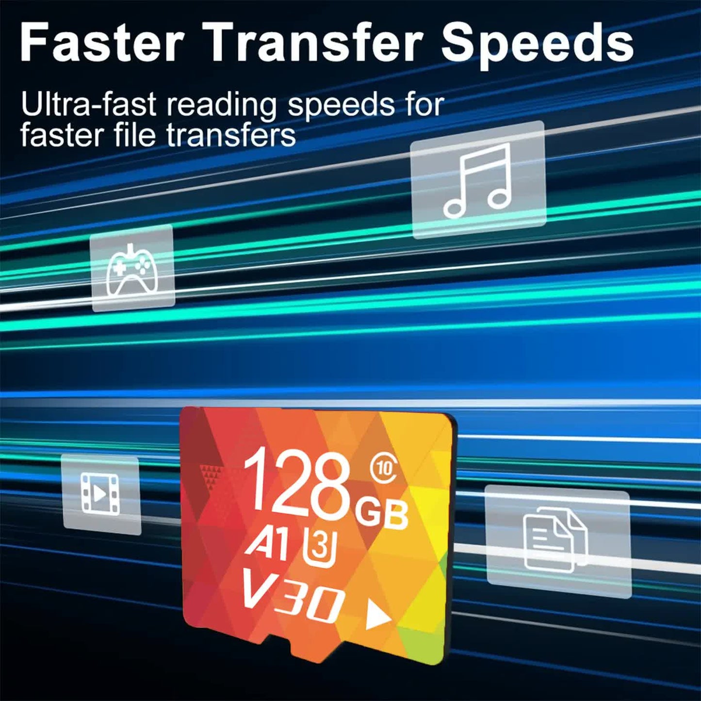 3PCS 128G Memory Cards, U3 A1 Class 10, Up To 100MB/s, Micro SD TF For Security Monitor/Full HD Video Recording/Tablet/Phone/ Surveillance Camera/Dash Camera/Car Speaker/Game Console - Image 3