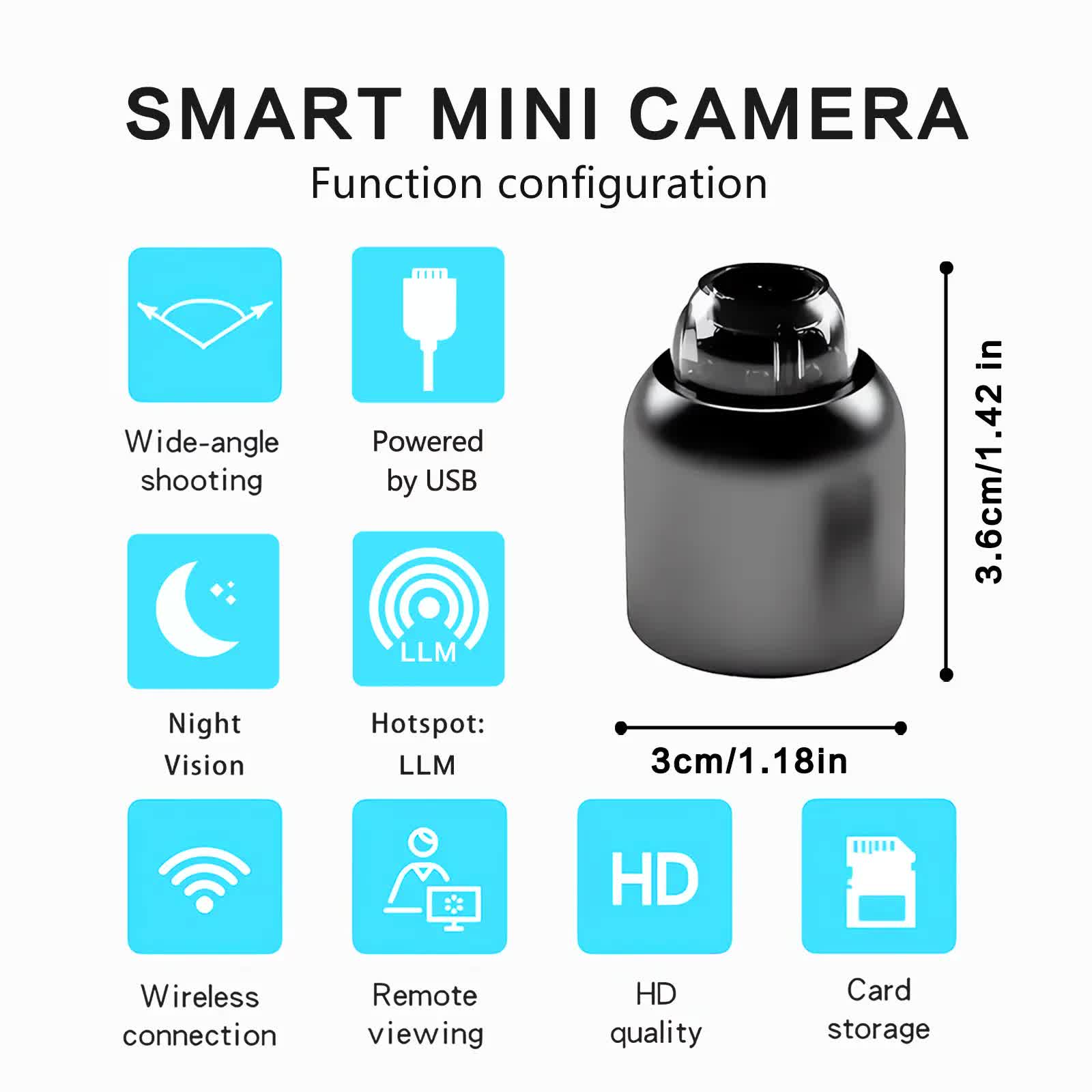 Wireless Surveillance Camera X5 6pcs – 2.4GHz WiFi, night vision, HD, 360 rotation, black. Home/office use, modern design, durable. Wireless, flexible installation, reliable monitoring. Clear imaging, all-around coverage for smart safeguarding - Image 2