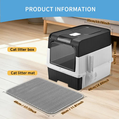 Huge Cat Litter Box Bundle with Free Litter Mat & Scoop,Drawer Type Enclosed Potty, Anti-Splashing Cat Toilet Cleaning Kit for Big Cats - Image 2