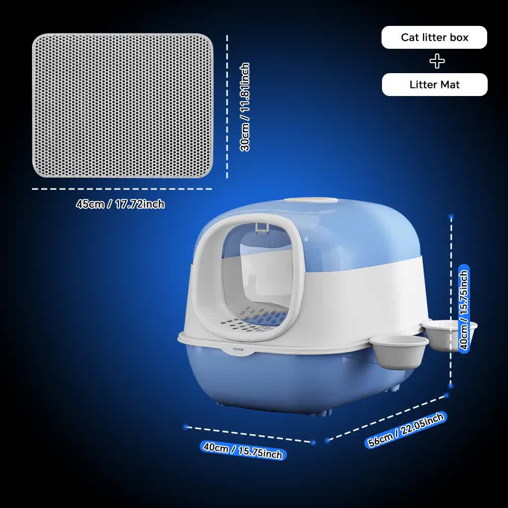 Large Cat Litter Box Set with Free Litter Mat & Scoop, Enclosed Front Entry Anti-Splashing Anti-Tracking Cat Toilet, Deodorant Cat Potty for Big Cats - Image 2