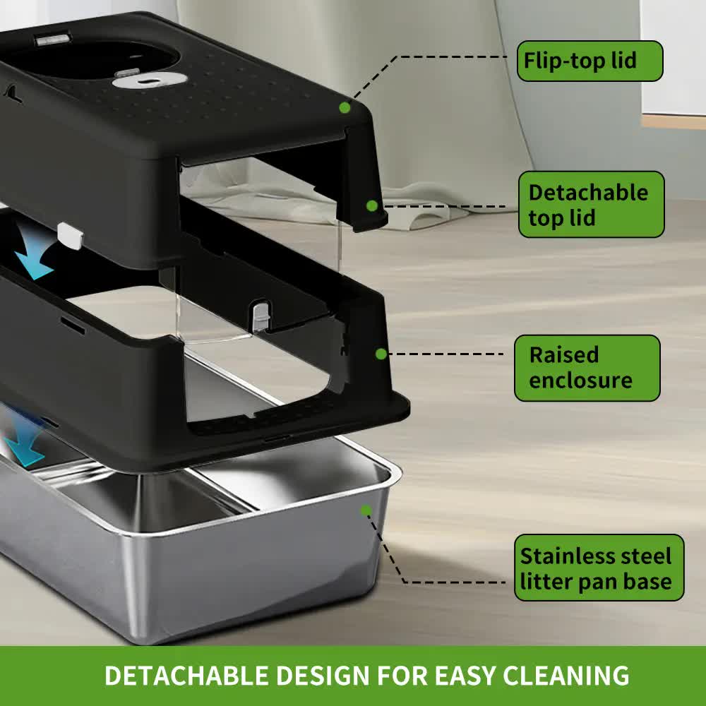 Extra Large Hooded Cat Litter Box，Top Entry Enclosed Potty with Deep Drawer, Anti-Splashing Cat Toilet Loo for Big Cats - Image 2