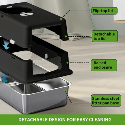 Extra Large Hooded Cat Litter Box，Top Entry Enclosed Potty with Deep Drawer, Anti-Splashing Cat Toilet Loo for Big Cats - Image 2