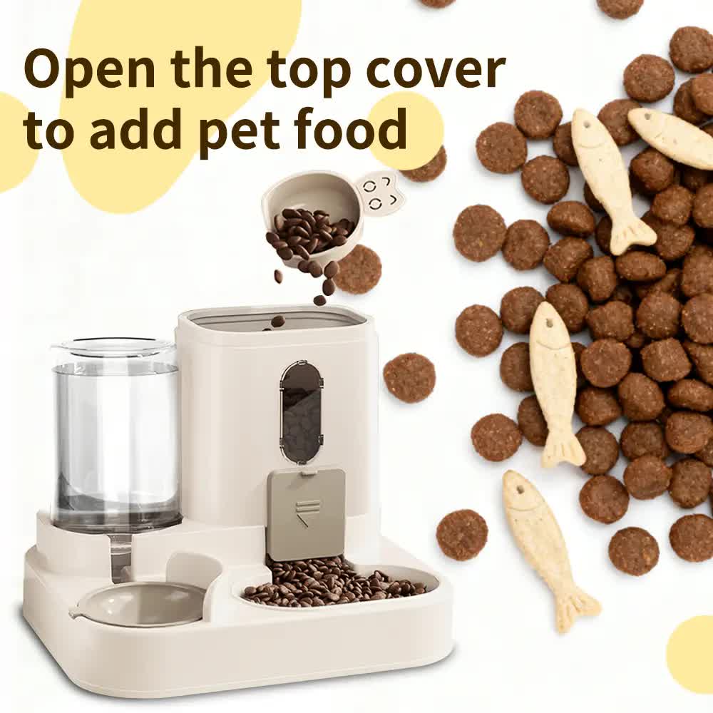 2-in-1 Automatic Pet Feeder Water Dispenser, Large Capacity Cat Dog Food Bowl with Auto Refill, Anti-clog Dry Wet Separation Pet Feeding Station + Free Pet Wipes - Image 3