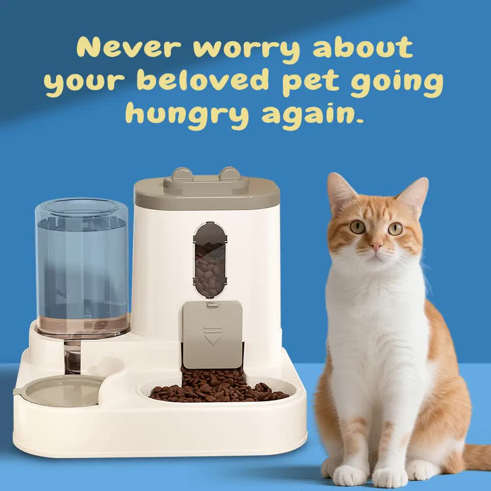 2-in-1 Automatic Pet Feeder Water Dispenser, Large Capacity Cat Dog Food Bowl with Auto Refill, Anti-clog Dry Wet Separation Pet Feeding Station + Free Pet Wipes - Image 5