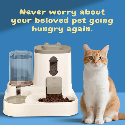 2-in-1 Automatic Pet Feeder Water Dispenser, Large Capacity Cat Dog Food Bowl with Auto Refill, Anti-clog Dry Wet Separation Pet Feeding Station + Free Pet Wipes - Image 5