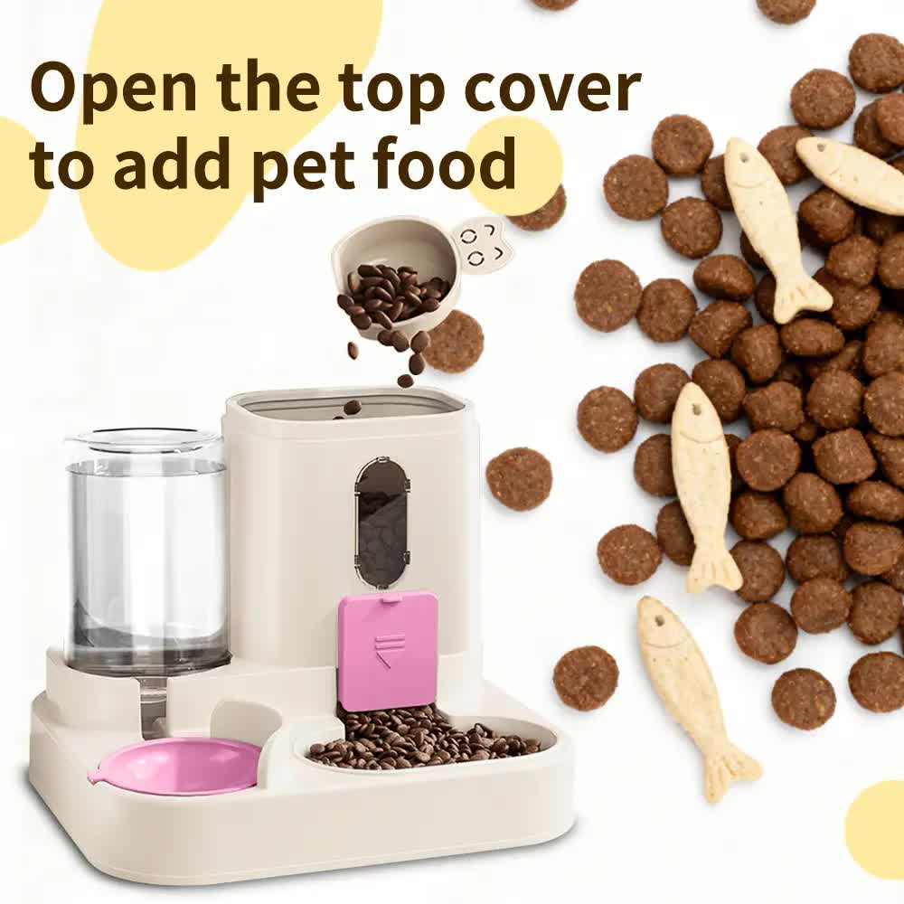 2-in-1 Automatic Pet Feeder Water Dispenser, Large Capacity Cat Dog Food Bowl with Auto Refill, Anti-clog Dry Wet Separation Pet Feeding Station + Free Pet Wipes - Image 4
