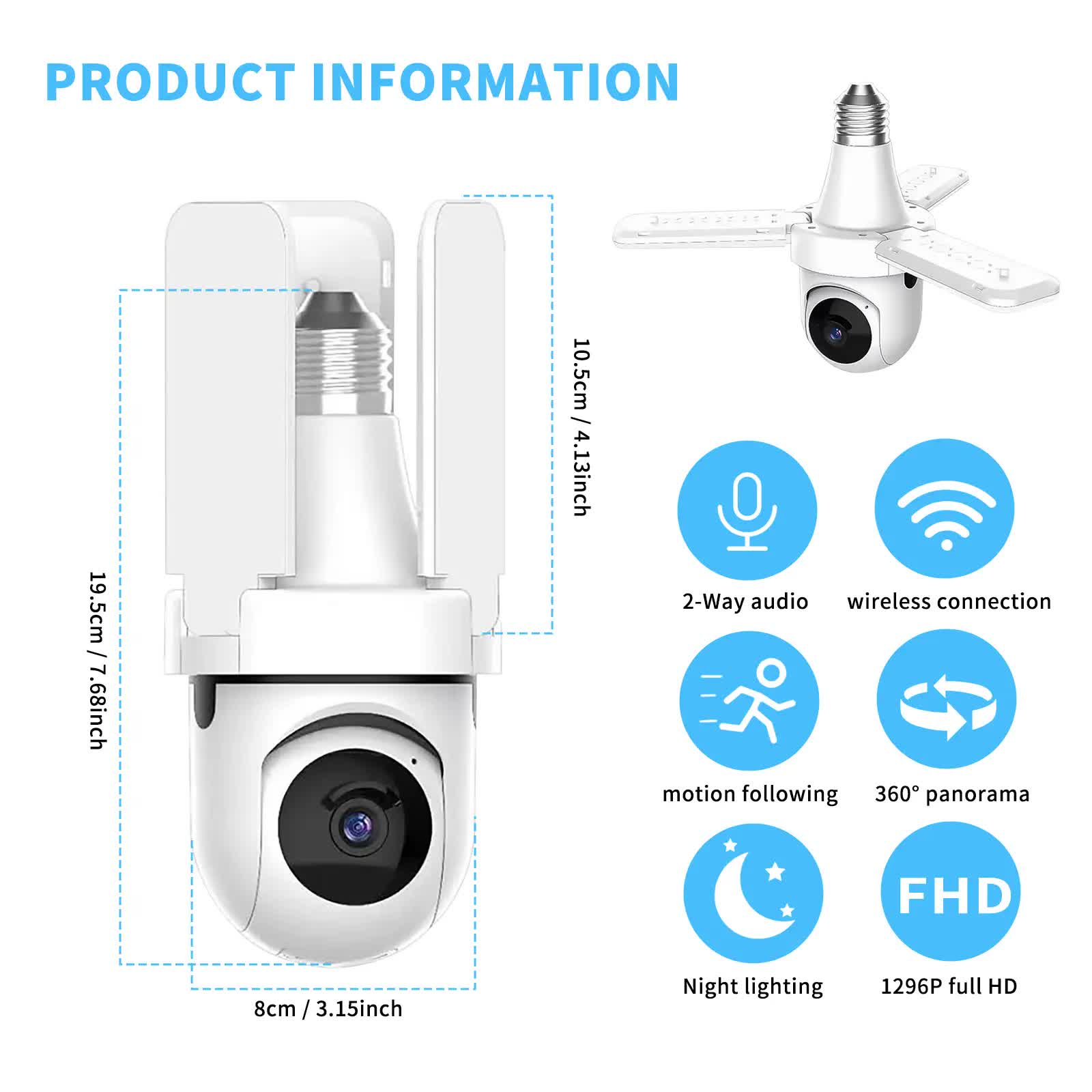 3MP dual lens security camera, suitable for home indoor and outdoor use, full-color high-definition night time, live alarm, 2-channel audio, supports 5G&2.4G WiFi, remote control through mobile app, ideal for home security and pet monitoring - Image 2