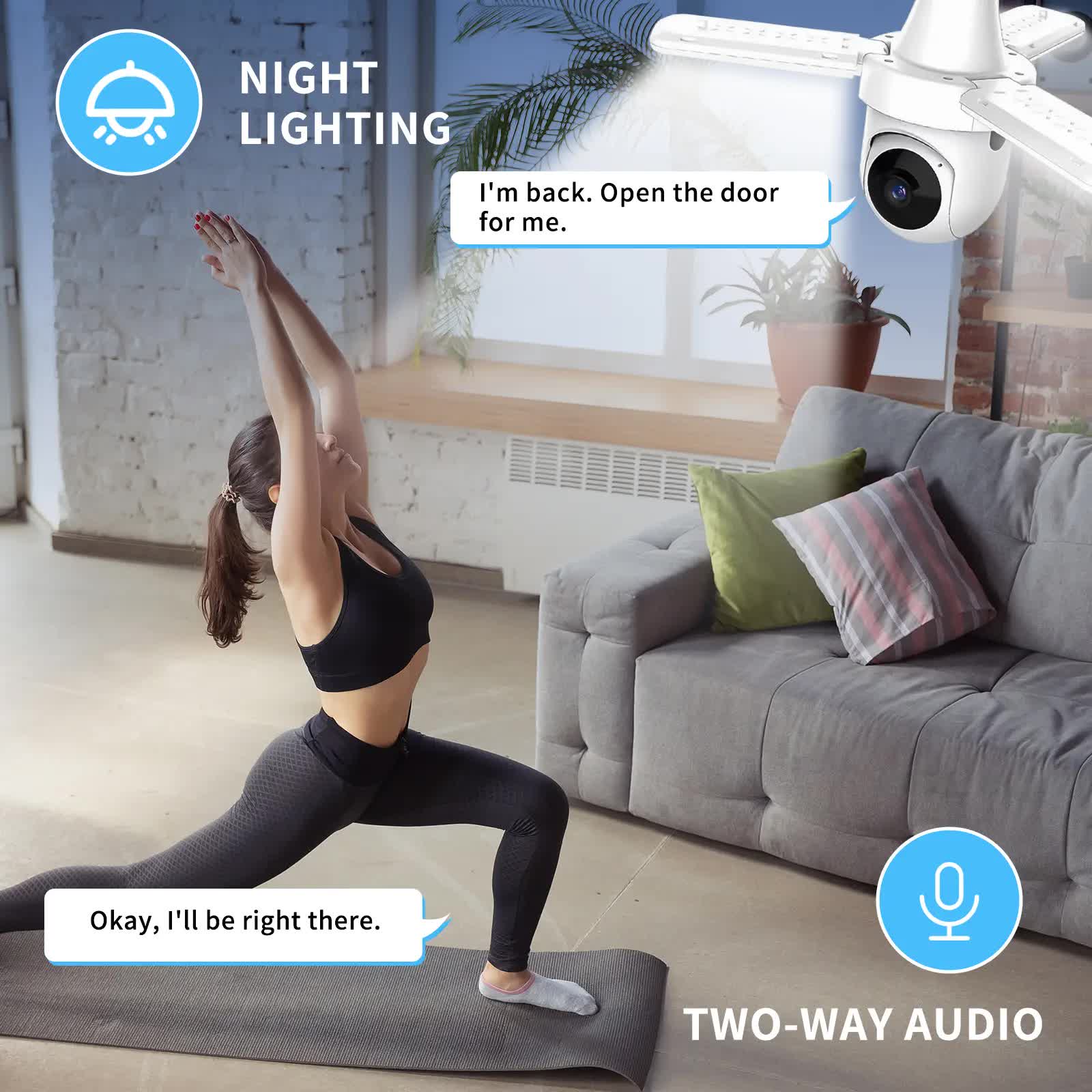 3MP dual lens security camera, suitable for home indoor and outdoor use, full-color high-definition night time, live alarm, 2-channel audio, supports 5G&2.4G WiFi, remote control through mobile app, ideal for home security and pet monitoring - Image 4