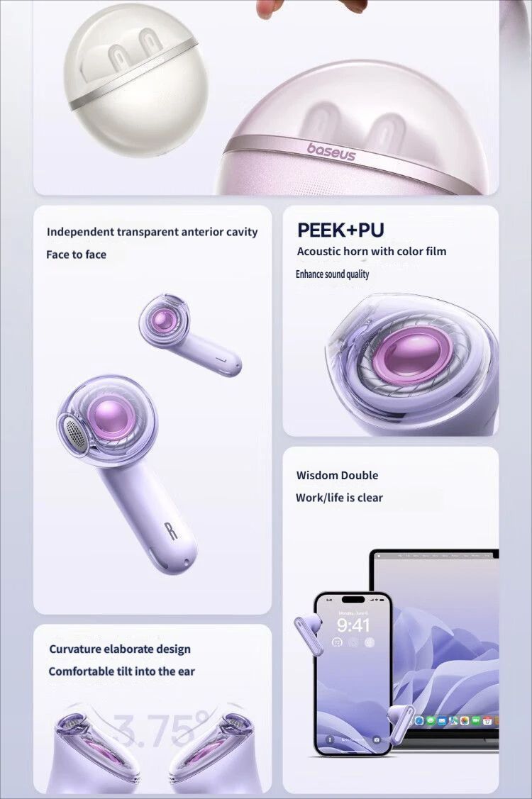 E5 Bluetooth headset-Pink - Image 3