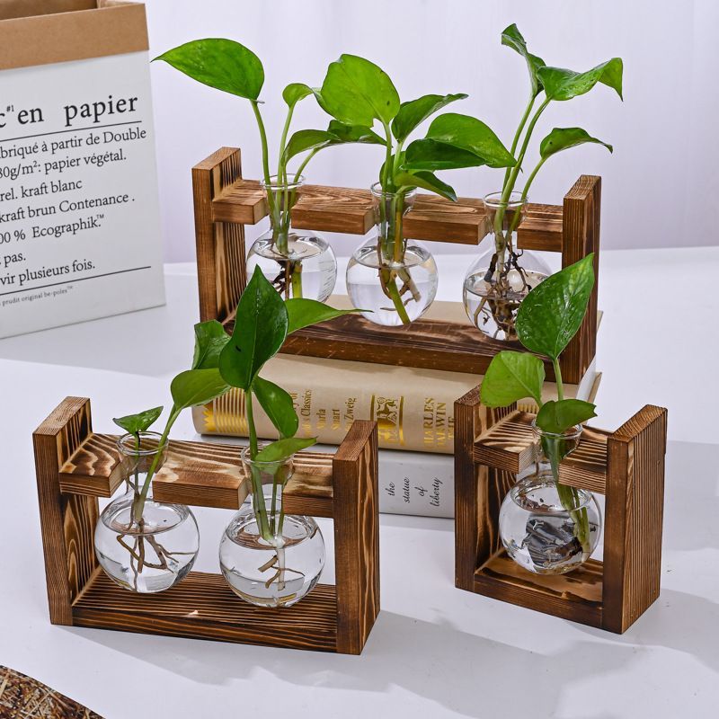 HydroponicWoodenFramewithSnap-On-SphericalTripleBottle - Image 2