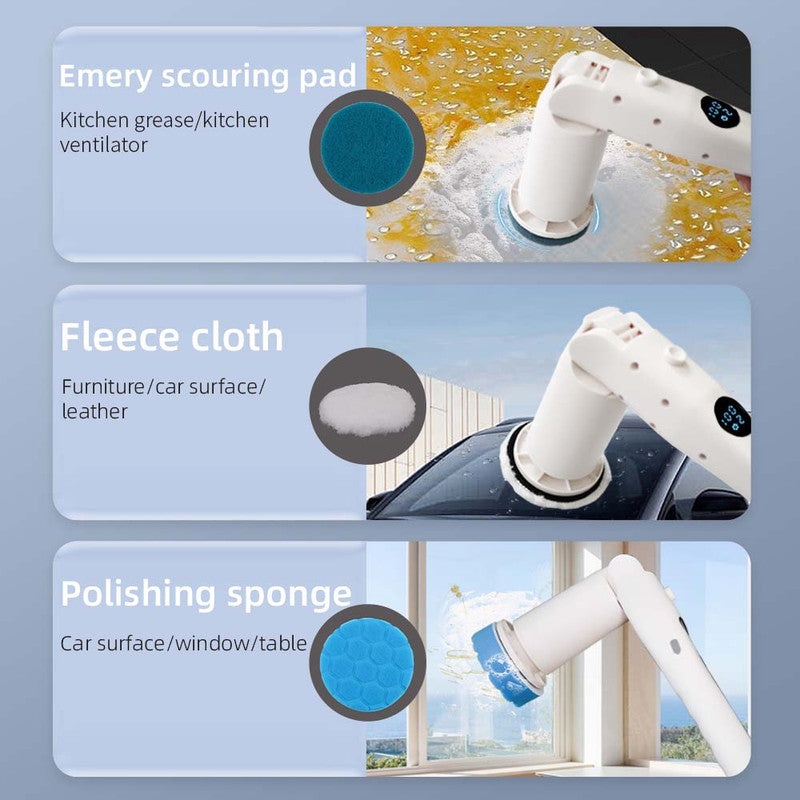 Electric Spin Scrubber Power Shower Cleaning Brush with Extendable Handle & 8 Brush Heads for Bathtub Tile Grout Kitchen Window and Floor - Image 7