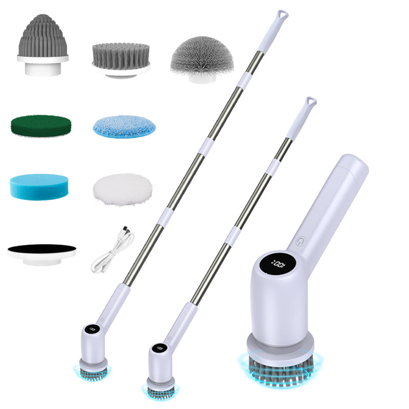 Electric Spin Scrubber Power Shower Cleaning Brush with Extendable Handle & 8 Brush Heads for Bathtub Tile Grout Kitchen Window and Floor - Image 2