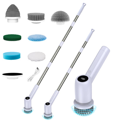 Electric Spin Scrubber Power Shower Cleaning Brush with Extendable Handle & 8 Brush Heads for Bathtub Tile Grout Kitchen Window and Floor - Image 2