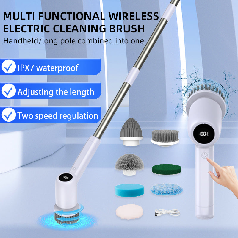Electric Spin Scrubber Power Shower Cleaning Brush with Extendable Handle & 8 Brush Heads for Bathtub Tile Grout Kitchen Window and Floor - Image 5