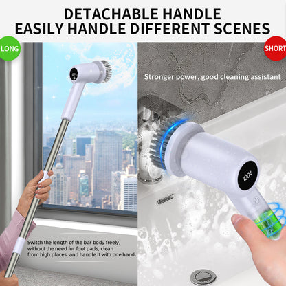 Electric Spin Scrubber Power Shower Cleaning Brush with Extendable Handle & 8 Brush Heads for Bathtub Tile Grout Kitchen Window and Floor - Image 6