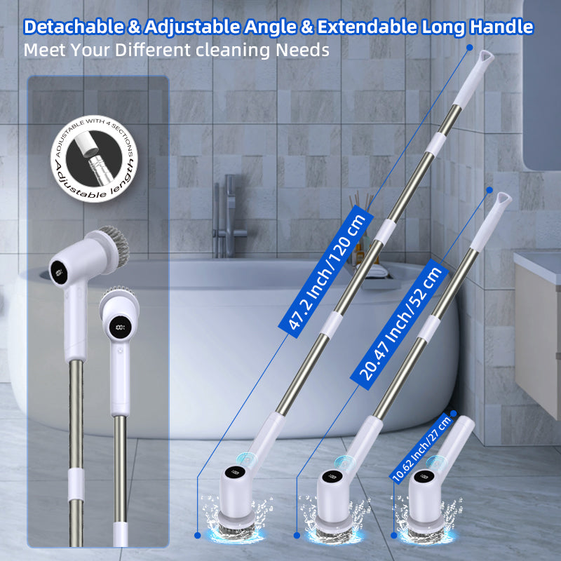 Electric Spin Scrubber Power Shower Cleaning Brush with Extendable Handle & 8 Brush Heads for Bathtub Tile Grout Kitchen Window and Floor - Image 9