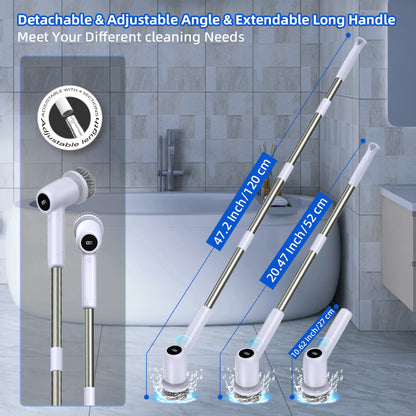 Electric Spin Scrubber Power Shower Cleaning Brush with Extendable Handle & 8 Brush Heads for Bathtub Tile Grout Kitchen Window and Floor - Image 9