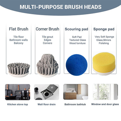 Cordless Electric cleaning brush spin scrubber with 4 replaceable heads for kitchen & bathroom - Image 5