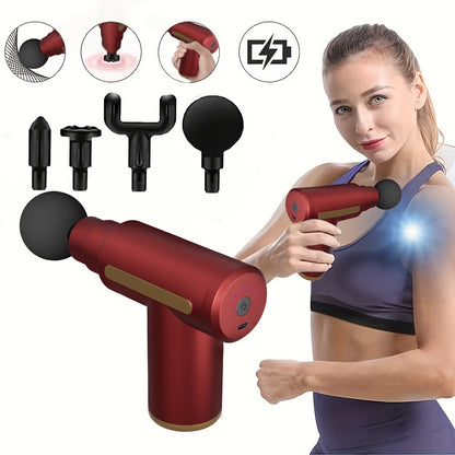 **Portable Deep Tissue Massager | 6-Speed & 4 Heads & 15-Min Timer｜Professional Muscle Recovery, Anytime Anywhere**(RED) - Image 2