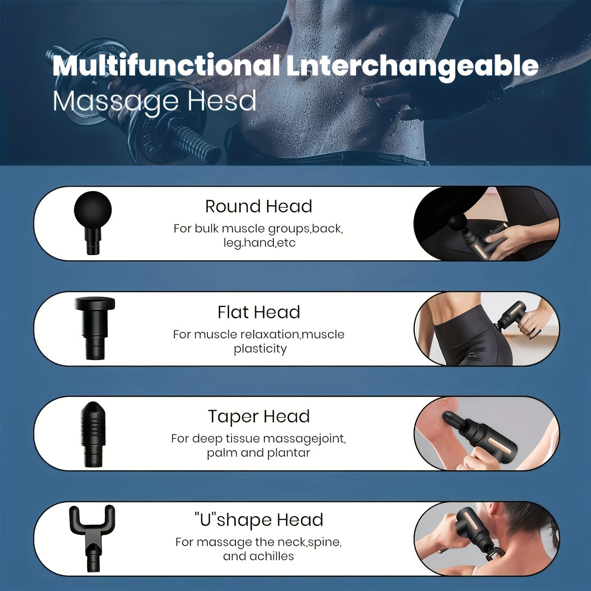 **Portable Deep Tissue Massager | 6-Speed & 4 Heads & 15-Min Timer｜Professional Muscle Recovery, Anytime Anywhere**GREEN - Image 5