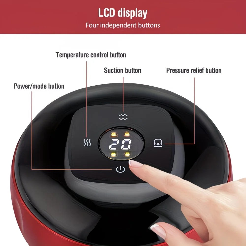 Smart Cupping Massager: Wireless & Portable/One-Button Pressure Release/12-Level Red Light Heat Therapy, Detachable & Easy to Clean, Full-Body Applicable for Circulation Boost, Revitalize Your Body and Mind at Home or On the Go,black - Image 7