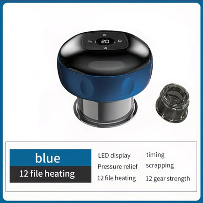 Blue Smart Cupping Massager: Wireless & Portable/One-Button Pressure Release/12-Level Red Light Heat Therapy, Detachable & Easy to Clean, Full-Body Applicable for Circulation Boost, Revitalize Your Body and Mind at Home or On the Go