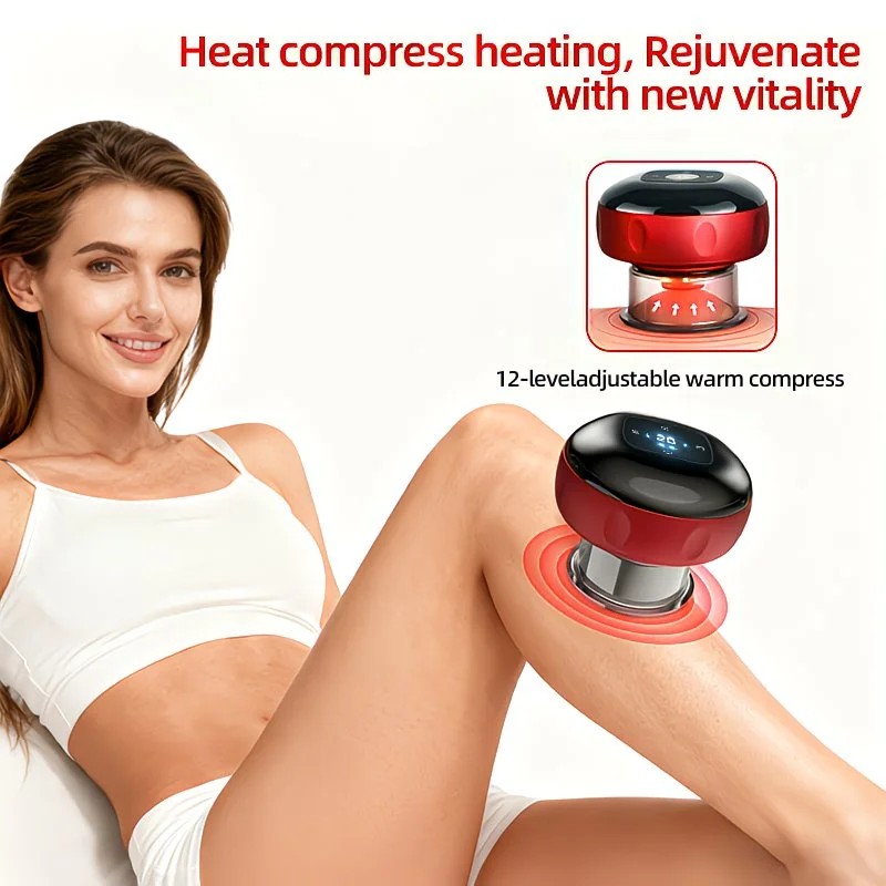 Blue Smart Cupping Massager: Wireless & Portable/One-Button Pressure Release/12-Level Red Light Heat Therapy, Detachable & Easy to Clean, Full-Body Applicable for Circulation Boost, Revitalize Your Body and Mind at Home or On the Go - Image 6