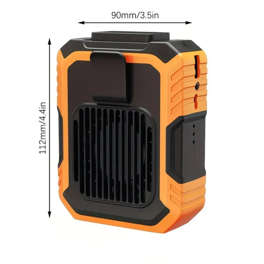 Wall-mounted USB rechargeable dual-purpose fan, integrating rapid cooling, dehumidification, and lighting functions. Features three-speed wind adjustment, can be worn on the waist via a hanging strap, with quiet operation, GREEN - Image 8