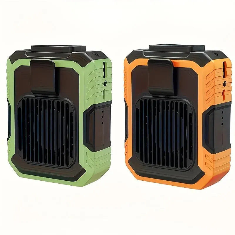 Wall-mounted USB rechargeable dual-purpose fan, integrating rapid cooling, dehumidification, and lighting functions. Features three-speed wind adjustment, can be worn on the waist via a hanging strap,Orange - Image 9