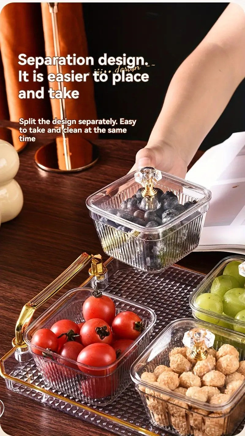 1-Piece 8-Compartment Snack Tray, BPA-Free Plastic Food-Grade Snack Organizer, Perfect for Nuts, Fruits, Candies, Potato Chips - Elegant Gold Decor for Home Entertainment, Party Snack Table Decoration, Party Snack Storage Box | Gold-Plated Tray - Image 4