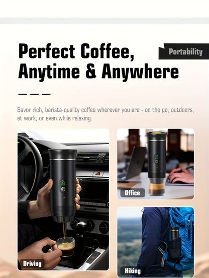 Portable 20Bar High - Pressure Extraction Coffee Machine, 80ml Stainless Steel Water Tank + Foldable Stand, Low - Battery Alert & Real - Time Temperature Control, Enjoy Barista - Quality Coffee on the Go, at Office or While Driving,Grey - Image 7