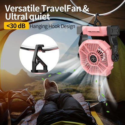 2-in-1 Portable Fan & Light, Quiet & Cool for Outdoor Use  black - Image 4