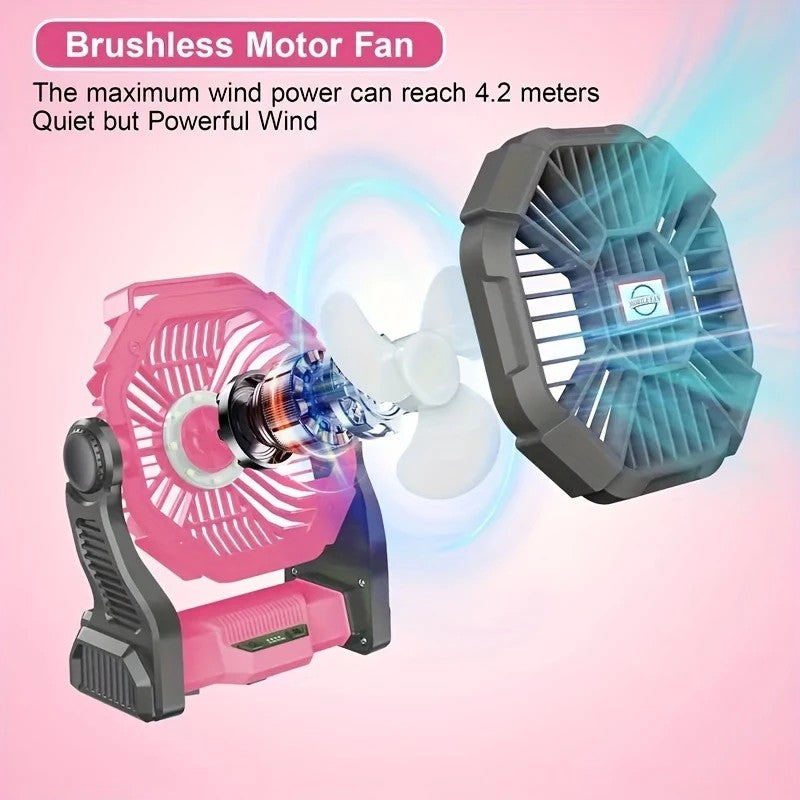 2-in-1 Portable Fan & Light, Quiet & Cool for Outdoor Use  black - Image 8