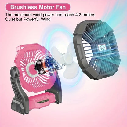 2-in-1 Portable Fan & Light, Quiet & Cool for Outdoor Use  black - Image 8