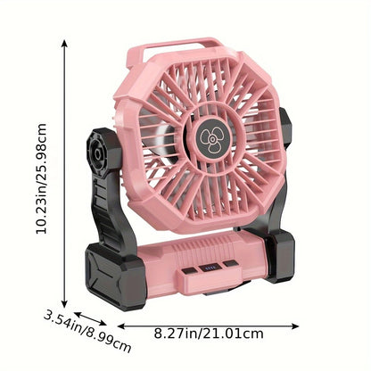 PINK 2-in-1 Portable Fan & Light, Quiet & Cool for Outdoor Use - Image 2