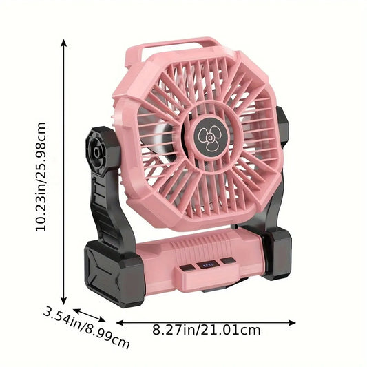 PINK 2-in-1 Portable Fan & Light, Quiet & Cool for Outdoor Use - Image 2