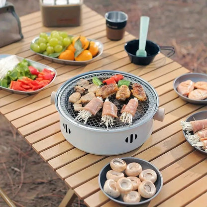 Portable mini tabletop barbecue grill, made of stainless steel, includes a grill mesh, designed for home use, and functions as a detachable charcoal grill. - Image 4
