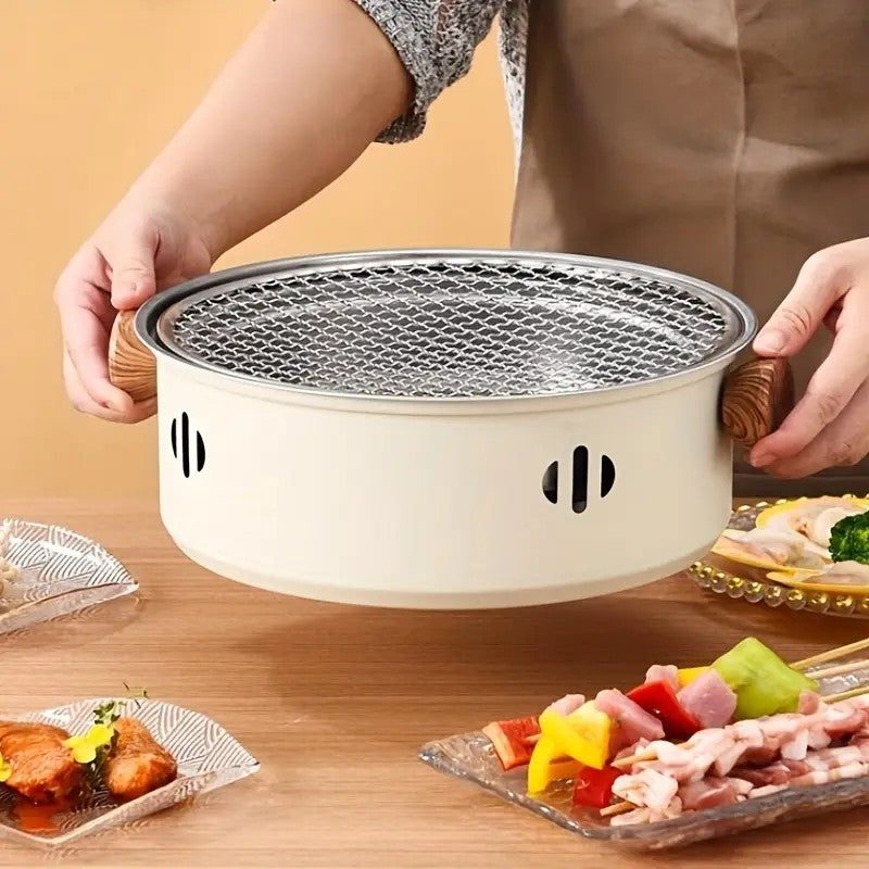 Portable mini tabletop barbecue grill, made of stainless steel, includes a grill mesh, designed for home use, and functions as a detachable charcoal grill. - Image 6