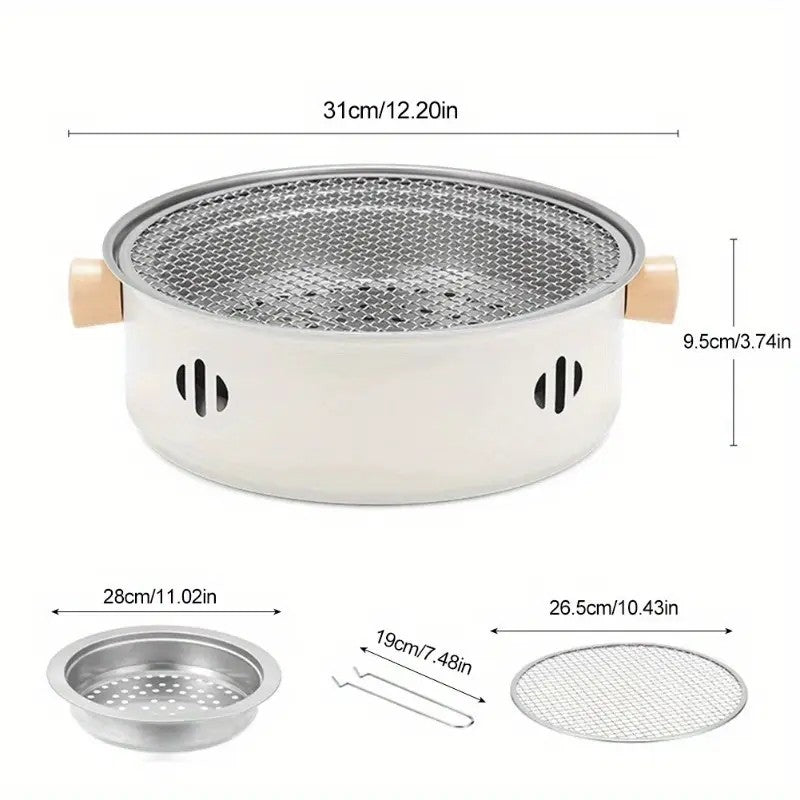 Portable mini tabletop barbecue grill, made of stainless steel, includes a grill mesh, designed for home use, and functions as a detachable charcoal grill. - Image 7