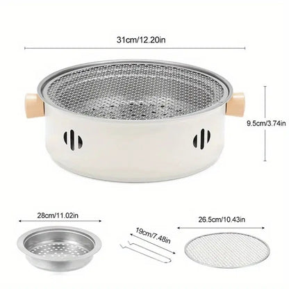 Portable mini tabletop barbecue grill, made of stainless steel, includes a grill mesh, designed for home use, and functions as a detachable charcoal grill. - Image 7
