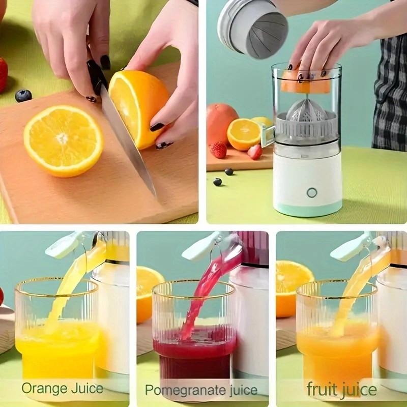 New portable USB juicer, powered by a rechargeable lithium battery, extracts juice from oranges, lemons, watermelons, grapes, and other juicy fruits with the press of a button, efficiently separating pulp residue—a versatile kitchen and travel helper. - Image 3