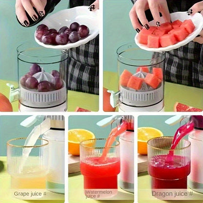 New portable USB juicer, powered by a rechargeable lithium battery, extracts juice from oranges, lemons, watermelons, grapes, and other juicy fruits with the press of a button, efficiently separating pulp residue—a versatile kitchen and travel helper. - Image 7