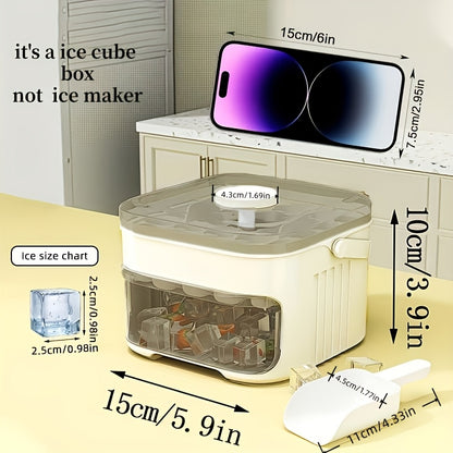 1PC Refrigerator Ice Cube Mold, Manual Press Two-Layer Design, Large Capacity Food-Grade PP Material, Suitable for Refrigerator Ice Making – Essential Kitchen Tool, 50-Cavity Ice Tray with Container, Practical Household Drink Ice Organizer.WHITE - Image 3