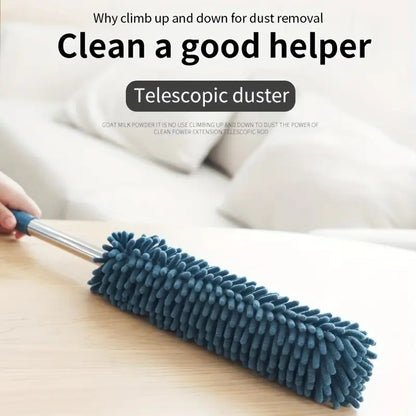 （navy blue）Household Cleaning Duster / Static Duster / Dust Sweeper / Telescopic & Non-Shedding / Washable & Bendable / High-Reach Cleaning Tool / Cleaning Tools & Supplies