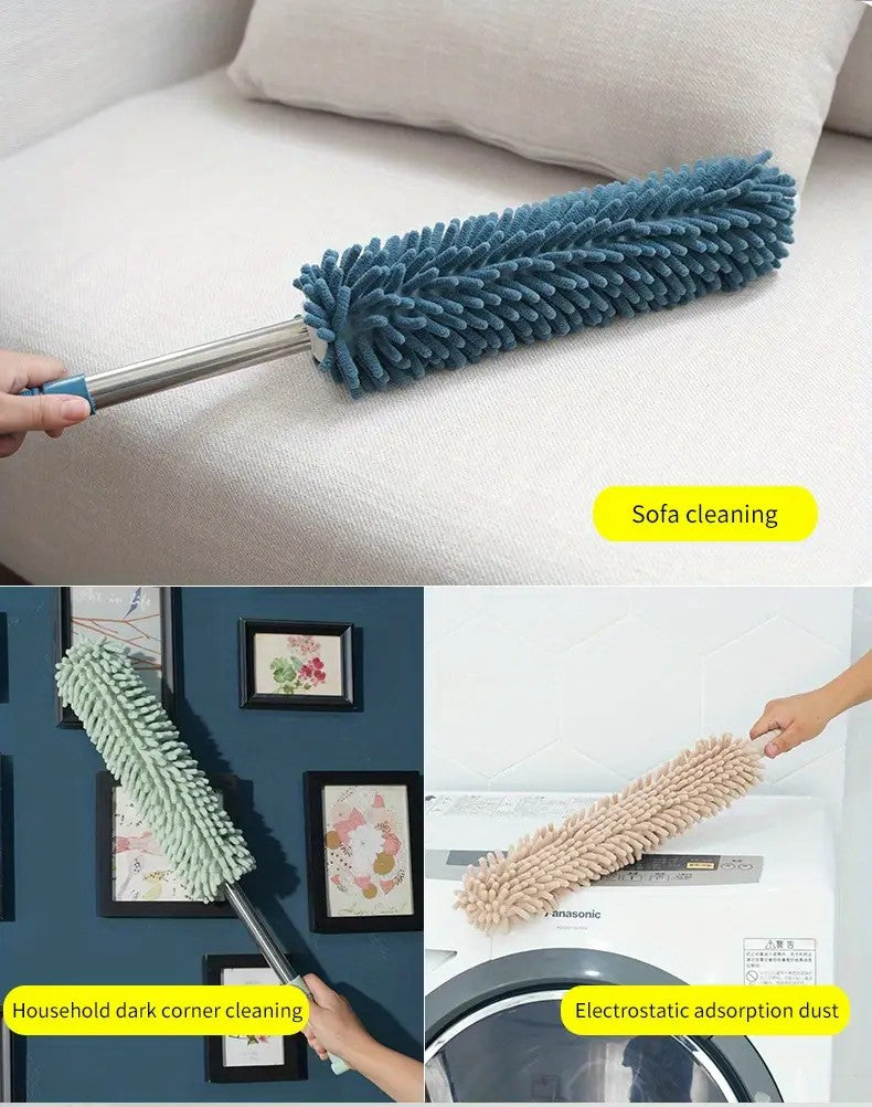 （navy blue）Household Cleaning Duster / Static Duster / Dust Sweeper / Telescopic & Non-Shedding / Washable & Bendable / High-Reach Cleaning Tool / Cleaning Tools & Supplies - Image 5